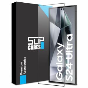SupCares Tempered Glass for Samsung Galaxy S24 Ultra (6.8 Inch) With Installation Kit | Military-Grade Gorilla Screen Protector | Edge to Edge Coverage | Black