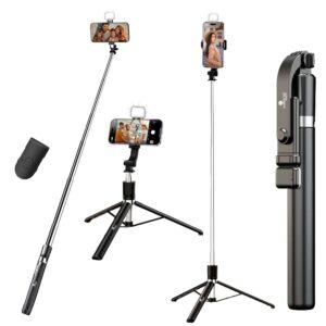 Kratos K9 Selfie Stick Tripod With Light, 67 inch /170CM Reinforced Tripod for Mobile Phone, Multi-Functional Bluetooth Long Selfie Stick for Travel,Vlogging